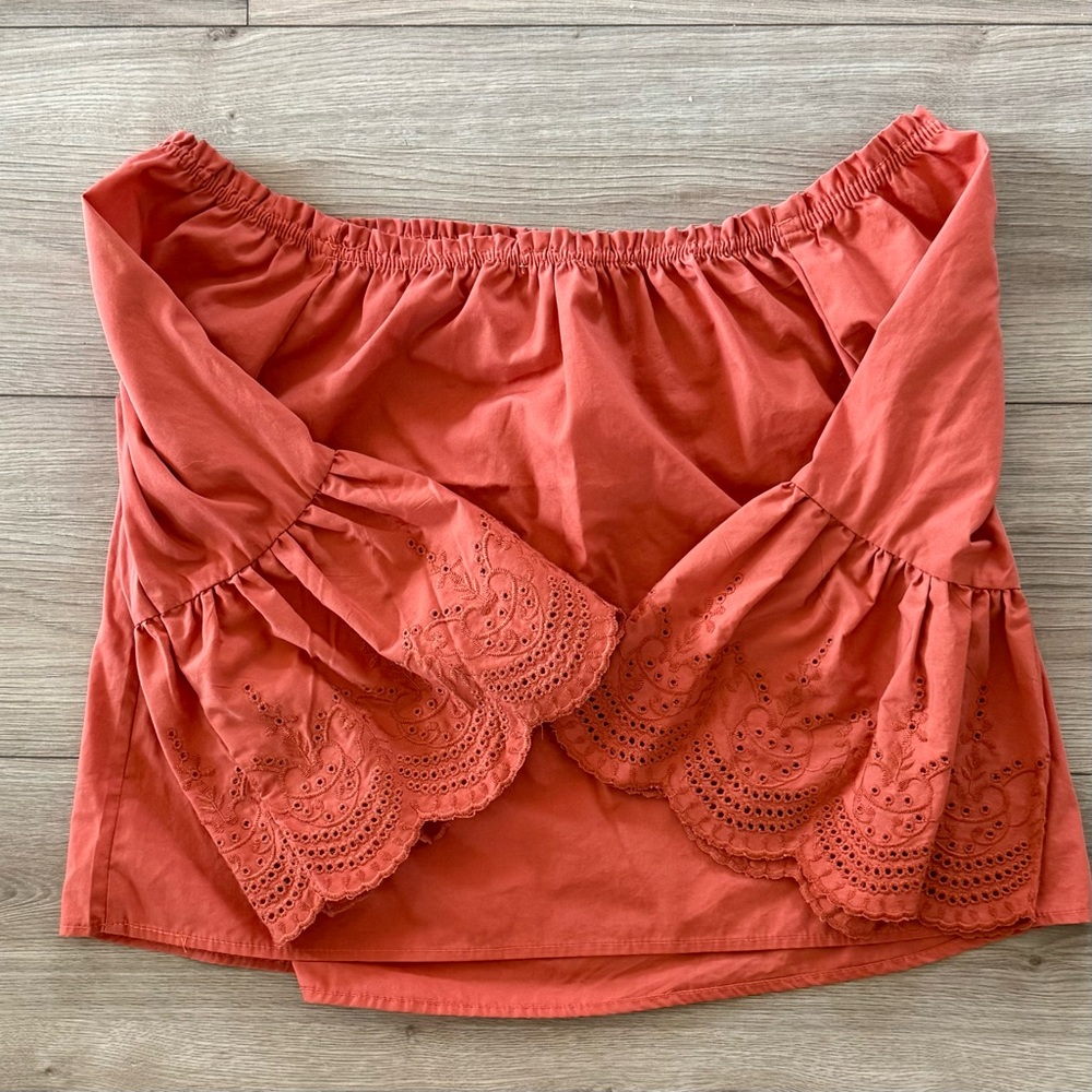 Bleuh Ciel Off-Shoulder Blouse in Terracotta